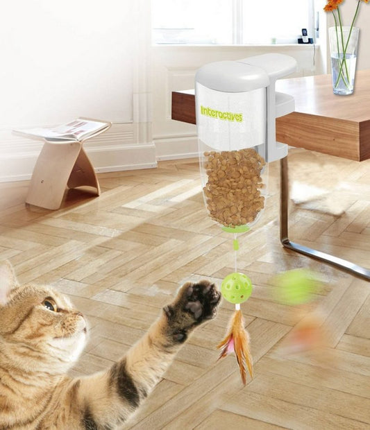 all for paws Tier-Intelligenzspielzeug Interaktives Katzenspielzeug Treat Dispenser Kunststoff Futterspender inkl. Halterung z.B. für Tischkante