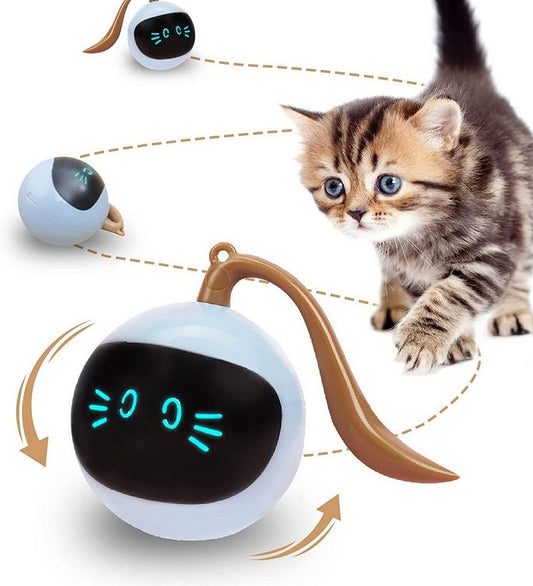 Hikeren Tierball Interaktives Katzenspielzeug Ball Automatisch Rollender Ball mit LED 6*8cm